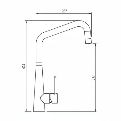 OLIVERI ESSENTE 316 LEAD FREE SQUARE GOOSE NECK KITCHEN MIXER 443MM GUN METAL