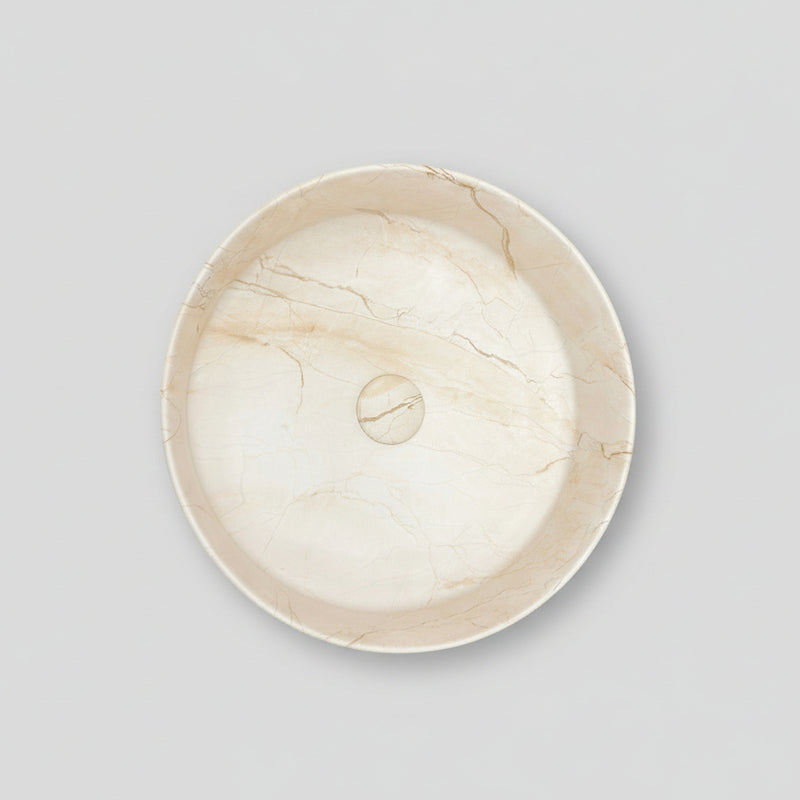 CLAYA ROUND ABOVE COUNTER BASIN MATTE STONE MARBLE LOOK 400MM