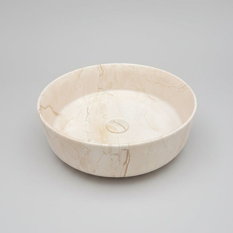 CLAYA ROUND ABOVE COUNTER BASIN MATTE STONE MARBLE LOOK 400MM