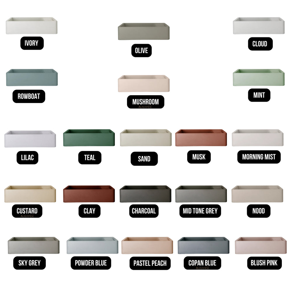 NOOD CO SHELF 01 WALL HUNG BASIN WITH NO TAP HOLE OLIVE 440MM