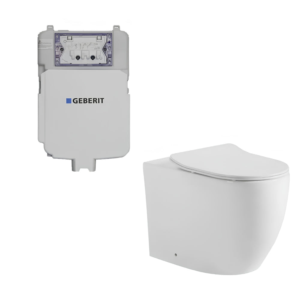 VITO VEX WALL FACED TOILET SUITE WITH GEBERIT IN WALL CISTERN PACKAGE GLOSS WHITE