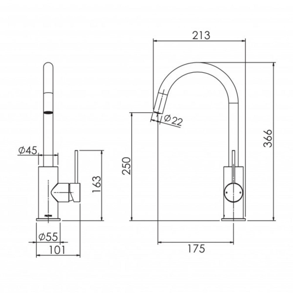 FELTON LINEA SINK MIXER 366MM BLACK