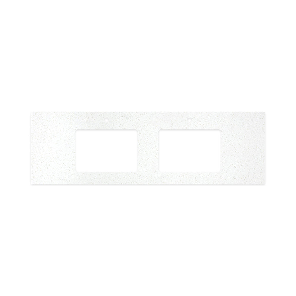 FIENZA SNOWFLAKE RECTANGULAR SOLID SURFACE BENCHTOP WITH DOUBLE UNDERMOUNT BASIN HOLES (AVAILABLE IN 1500MM AND 1800MM)