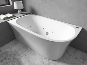 BROADWAY FS7 FREESTANDING LEFT CORNER SPA BATHTUB GLOSS WHITE (AVAILABLE IN 1500MM AND 1700MM) WITH 10 JETS