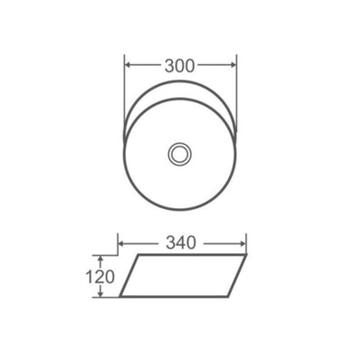 MERCIO SPIN ROUND ABOVE COUNTER BASIN GLOSS WHITE 300MM