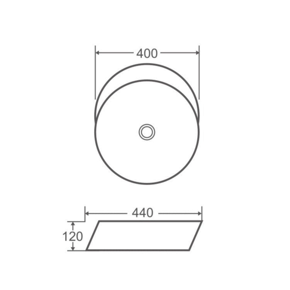 MERCIO SPIN ROUND ABOVE COUNTER BASINS GLOSS WHITE 400MM