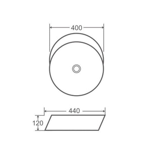MERCIO SPIN ROUND ABOVE COUNTER BASINS GLOSS WHITE 400MM