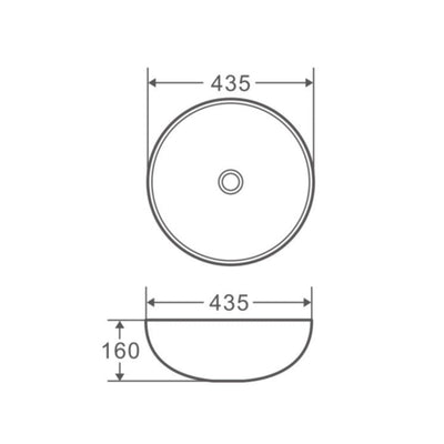 MERCIO SPIN ROUND ABOVE COUNTER BASIN GLOSS WHITE 435MM