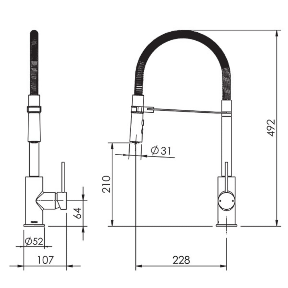 FELTON LINEA SPRING SINK MIXER 492MM BRUSHED STAINLESS