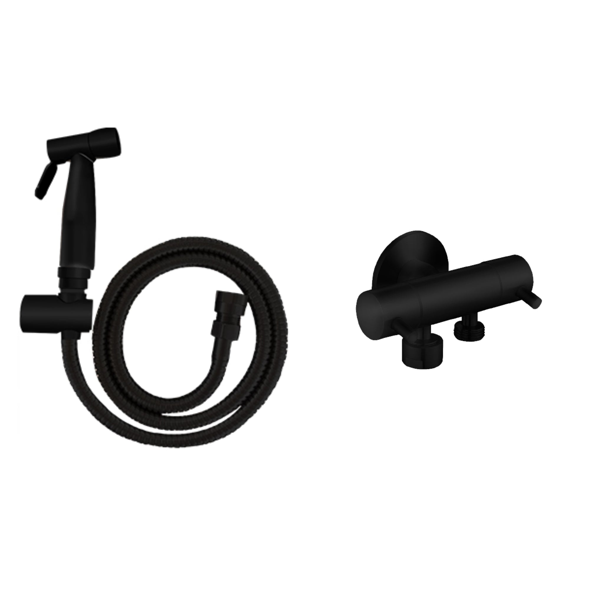 LINKWARE TRIGGER SPRAY WITH REINFORCED HOSE & DUAL MINI CISTERN COCK MATTE BLACK 1200MM