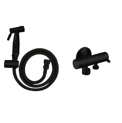 LINKWARE TRIGGER SPRAY WITH REINFORCED HOSE AND DUAL MINI CISTERN COCK 1200MM MATTE BLACK
