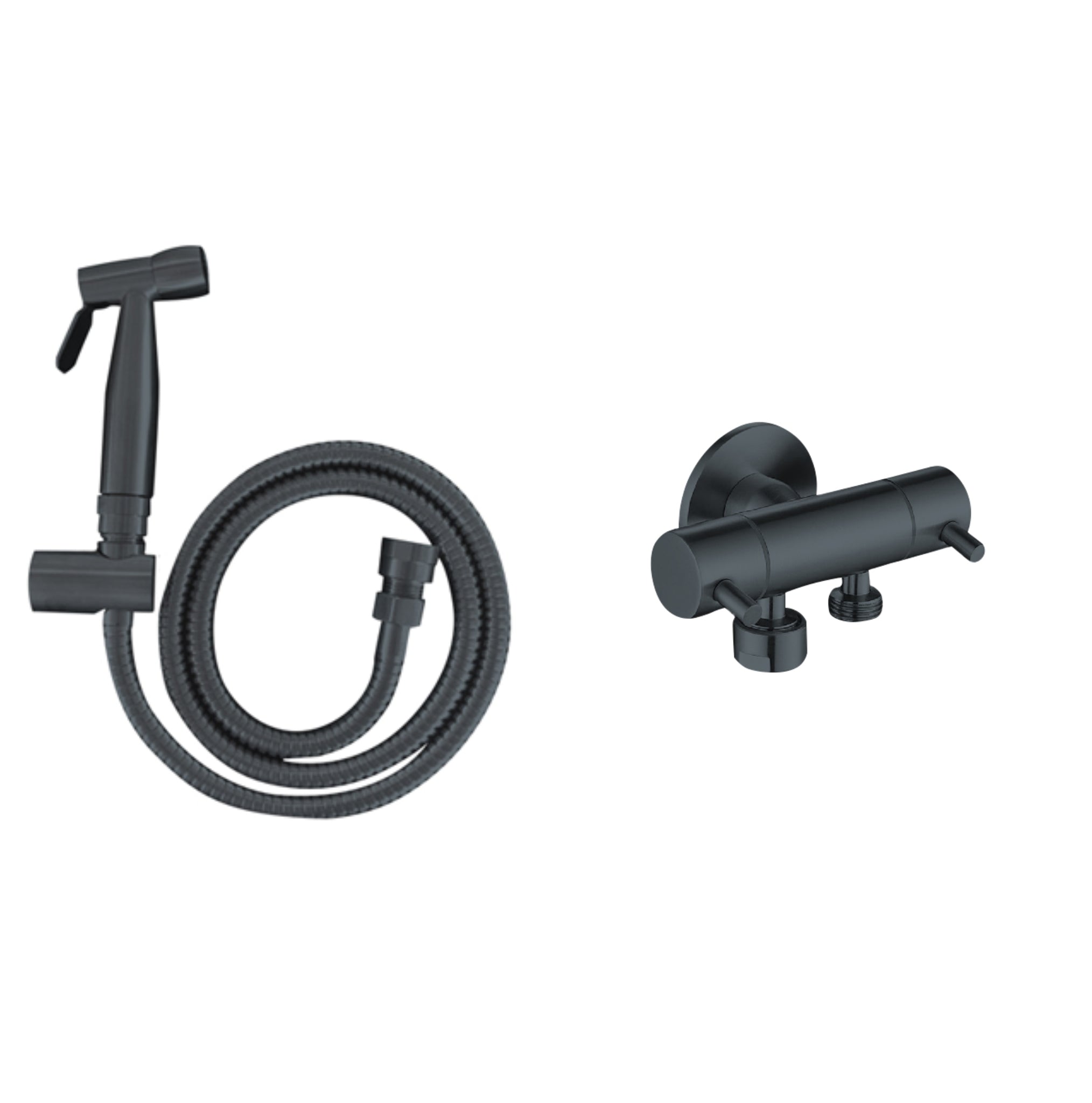 LINKWARE TRIGGER SPRAY WITH REINFORCED HOSE & DUAL MINI CISTERN COCK GUN METAL 1200MM