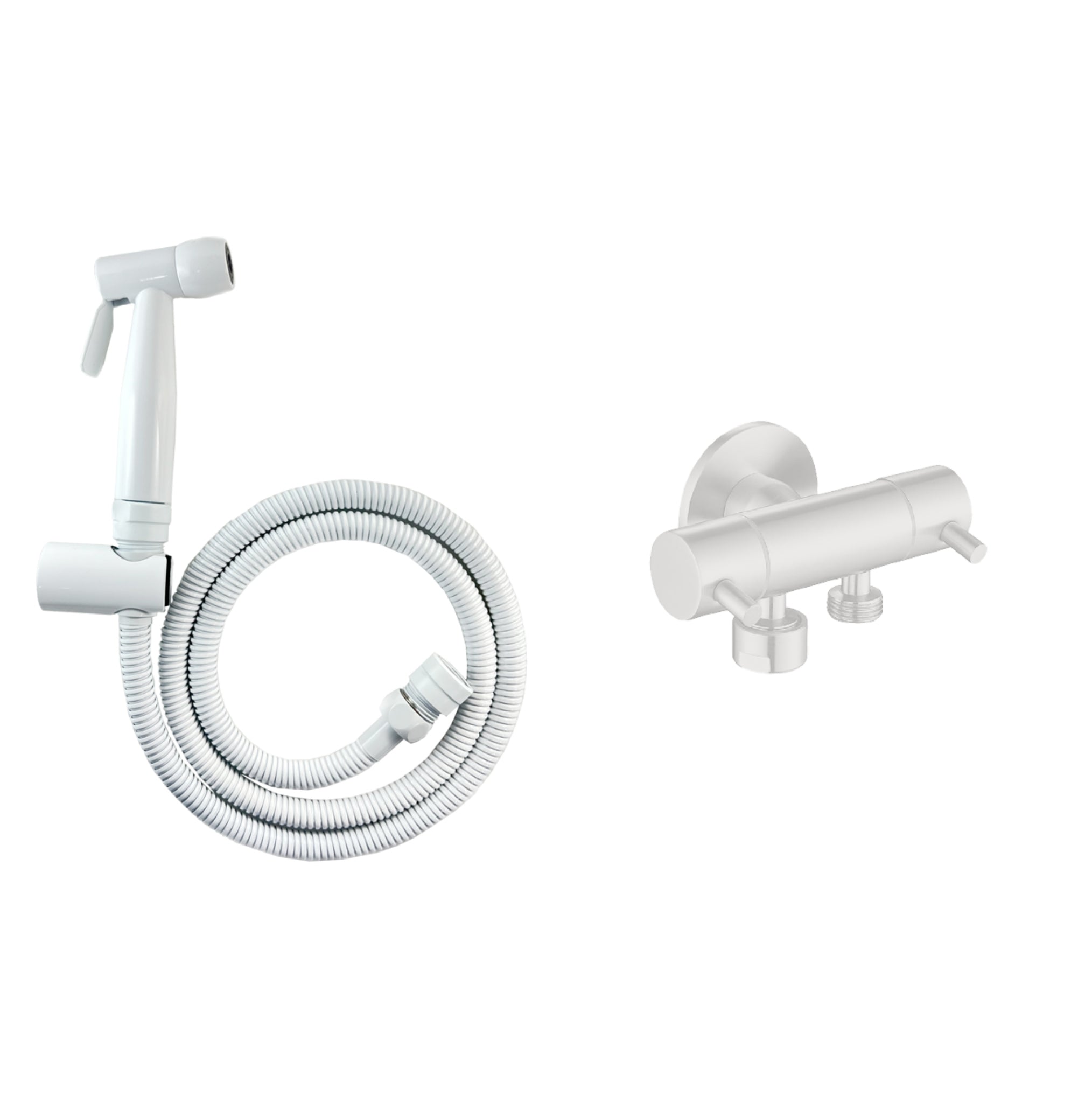 LINKWARE TRIGGER SPRAY WITH REINFORCED HOSE AND DUAL MINI CISTERN COCK 1200MM WHITE