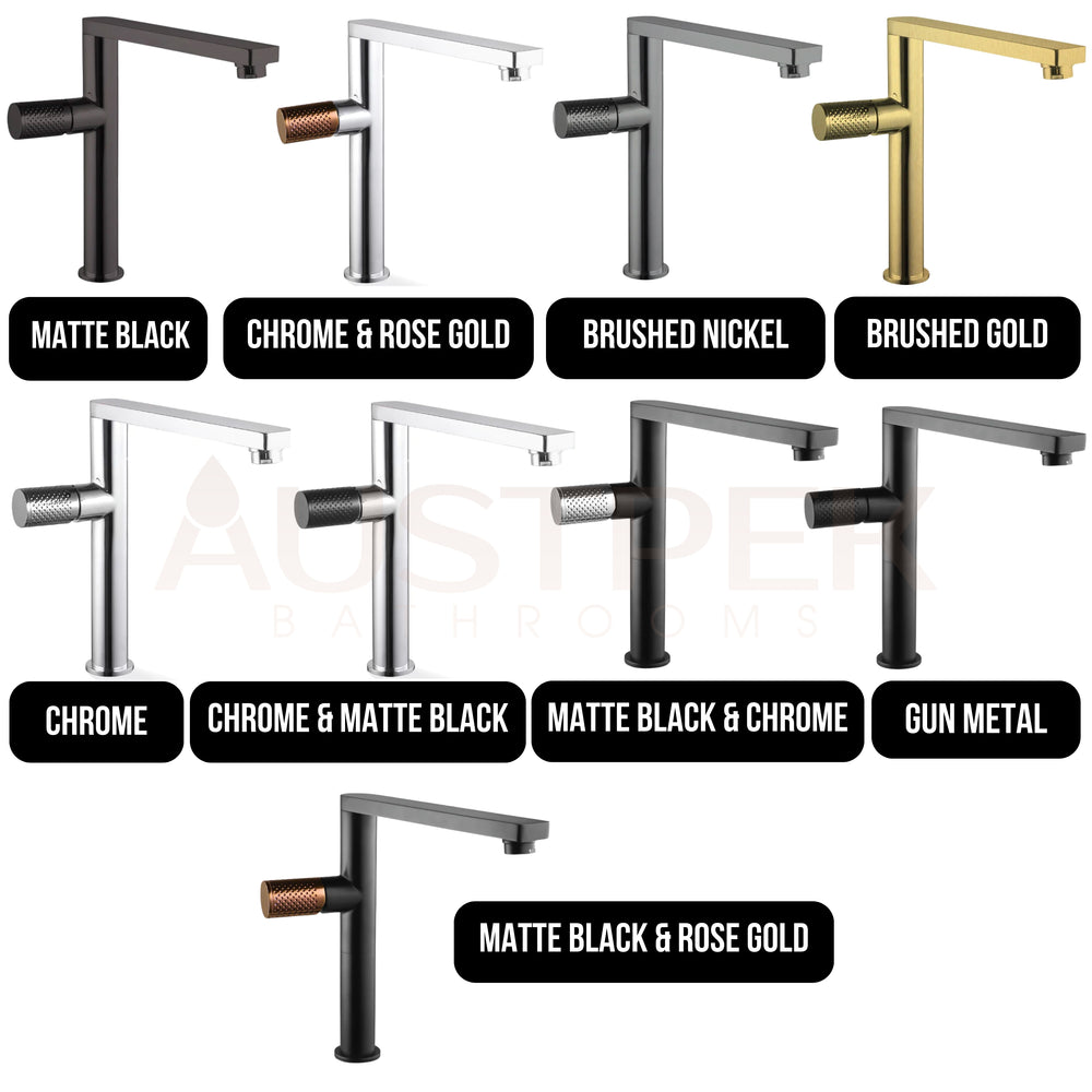 LINKWARE GABE SINK MIXER 250MM MATTE BLACK AND CHROME
