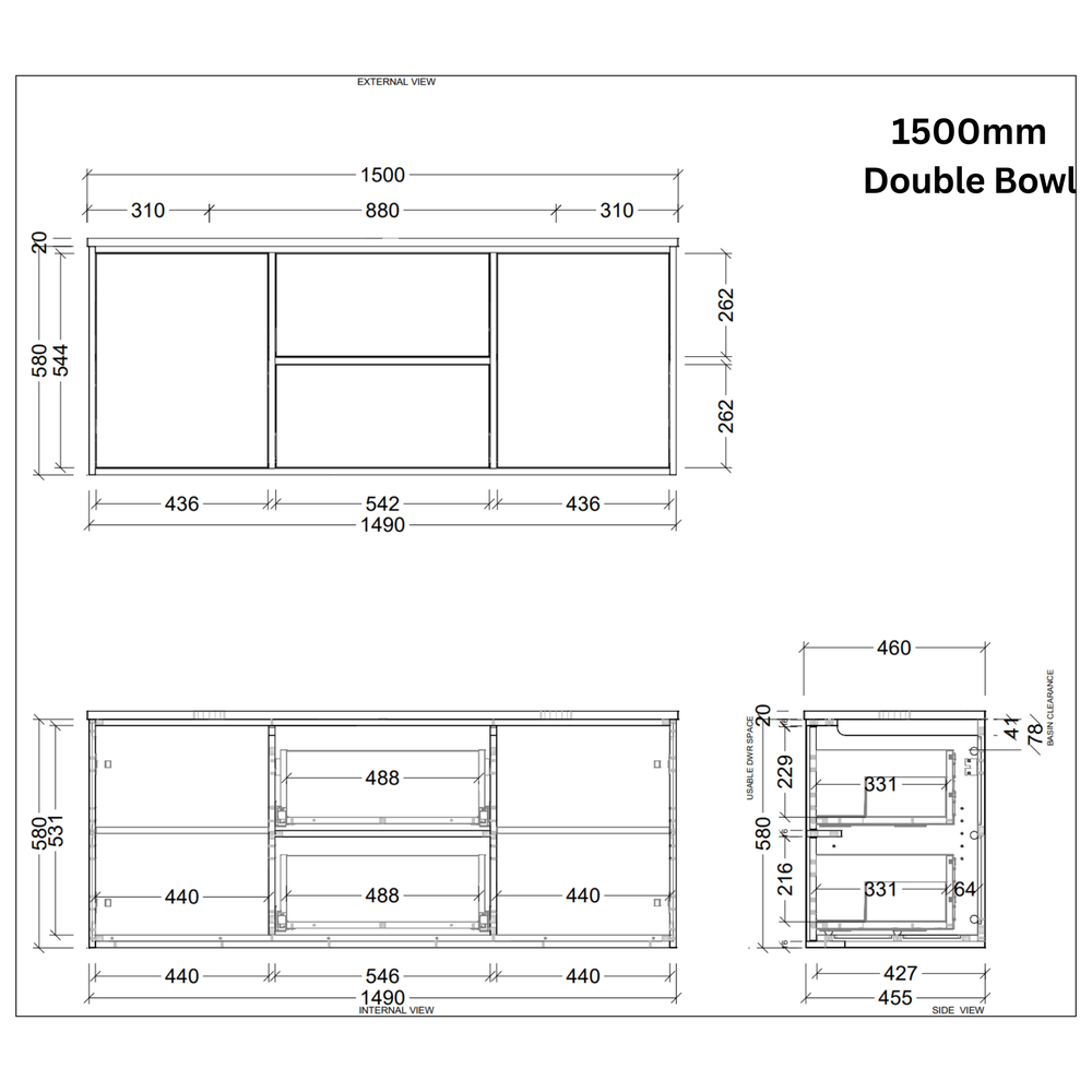 TIMBERLINE TAKANO CUSTOM WALL HUNG VANITY (ALL SIZING)