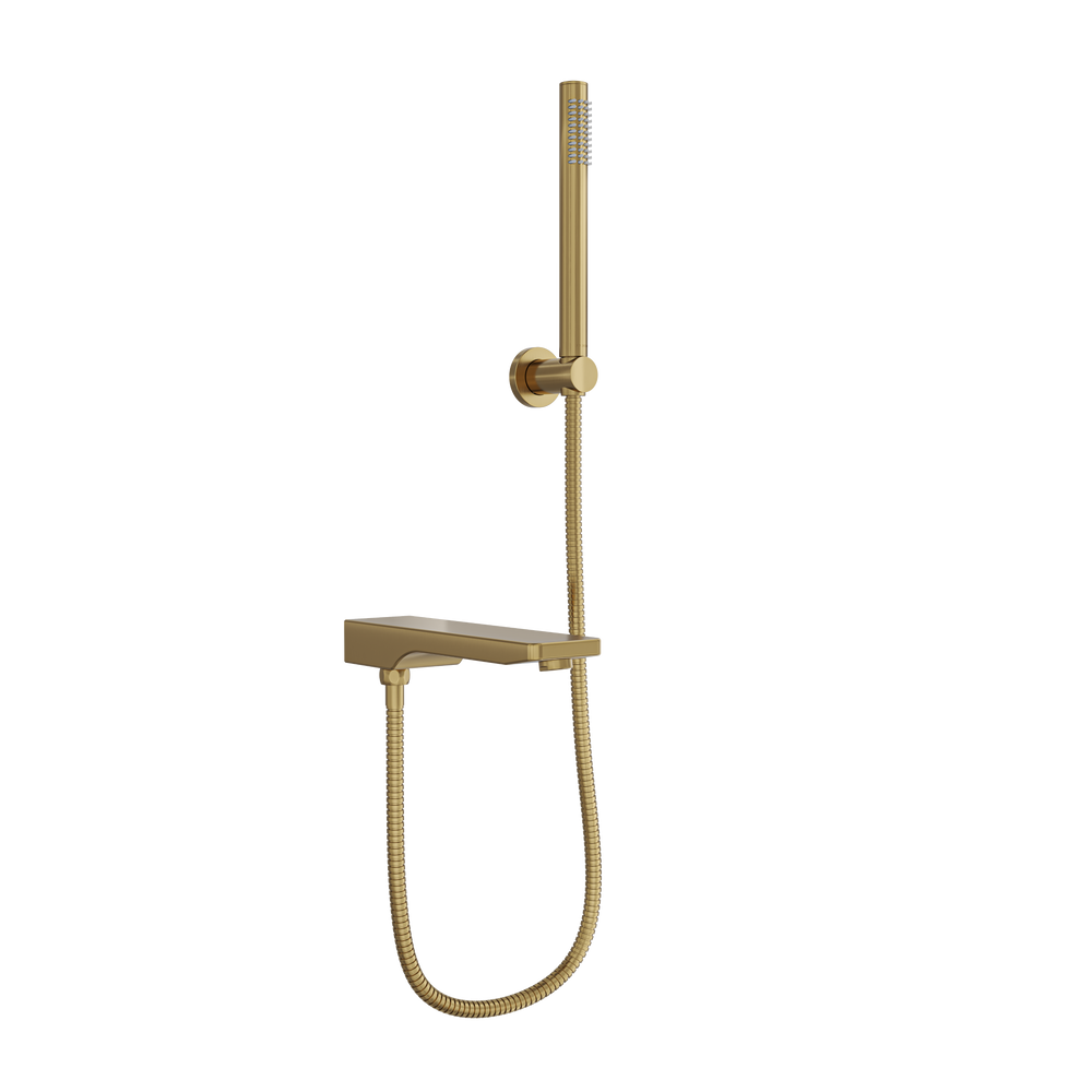 LINSOL TARA BATH SPOUT WITH DIVERTER AND HAND SHOWER 234MM BRUSHED BRASS