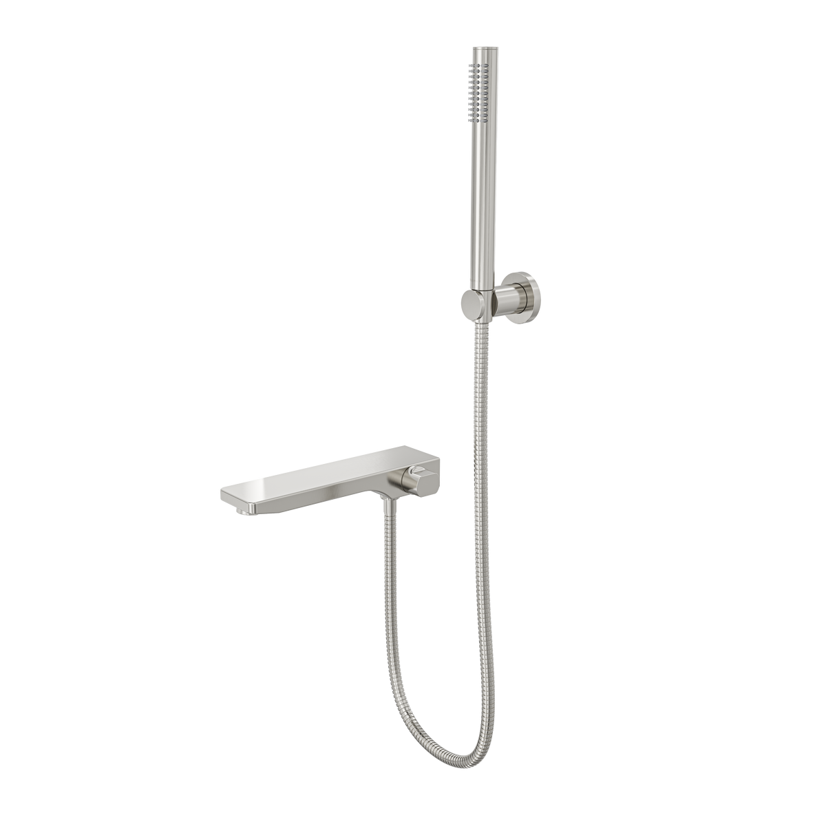 Linsol Tara Bath Spout with Diverter and Hand Shower 234mm Brushed Nickel