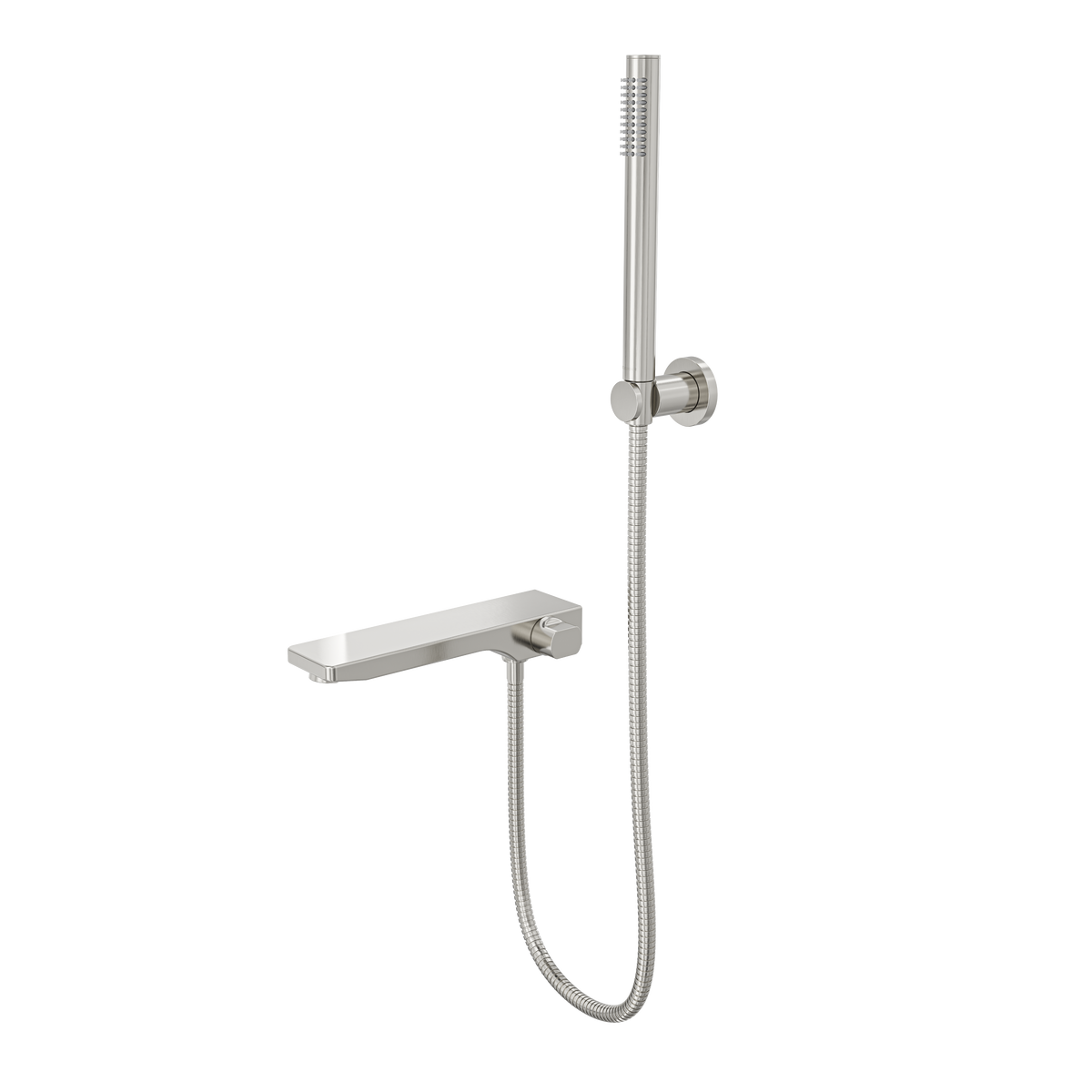 Linsol Tara Bath Spout with Diverter and Hand Shower 234mm Brushed Nickel