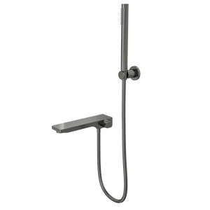 Linsol Tara Bath Spout with Diverter and Hand Shower 234mm Gun Metal