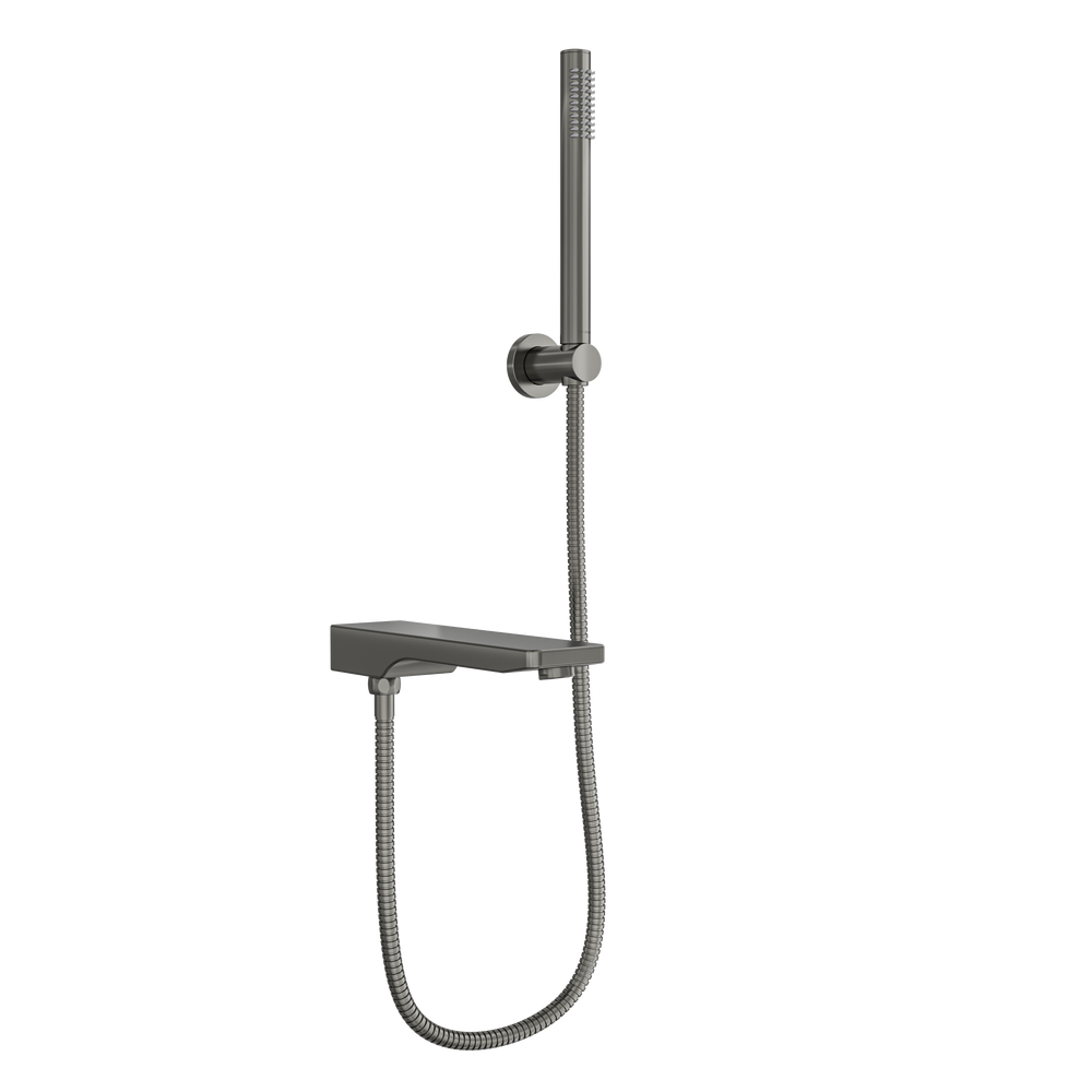 LINSOL TARA BATH SPOUT WITH DIVERTER AND HAND SHOWER 234MM GUN METAL
