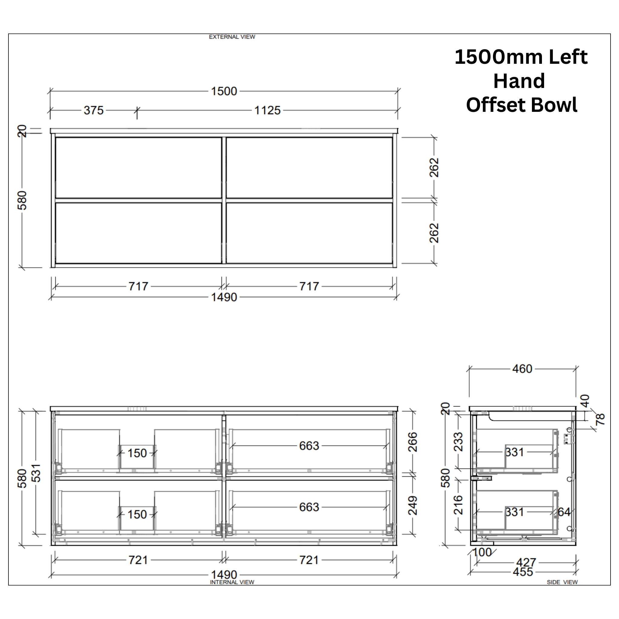 TIMBERLINE TARO CUSTOM WALL HUNG VANITY (ALL SIZING)