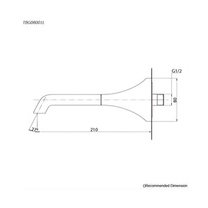 TOTO GC BATH SPOUT 210MM CHROME
