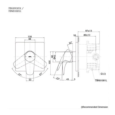 TOTO GM WALL MIXER FULL KIT 130MM BRUSHED FRENCH GOLD