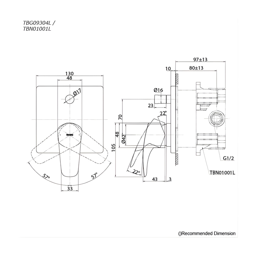 TOTO GM SHOWER AND BATH MIXER WITH DIVERTER FULL KIT BRUSHED BRONZE