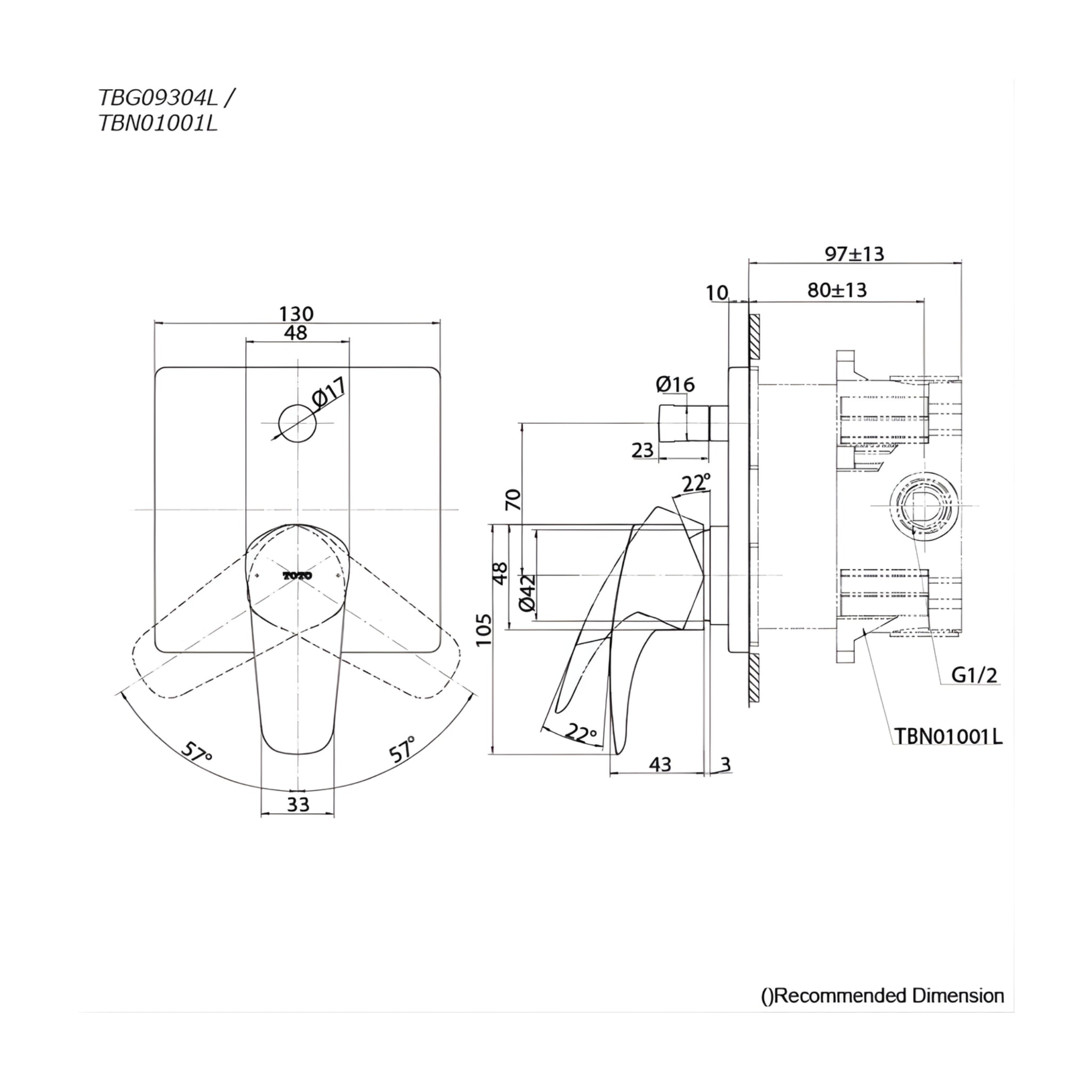 TOTO GM SHOWER AND BATH MIXER WITH DIVERTER FULL KIT BRUSHED BRONZE