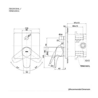 TOTO GM SHOWER AND BATH MIXER WITH DIVERTER FULL KIT BRUSHED BRONZE