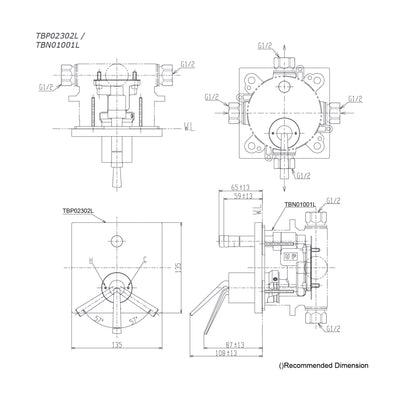 TOTO Z WALL MIXER WITH DIVERTER FULL KIT 135MM CHROME