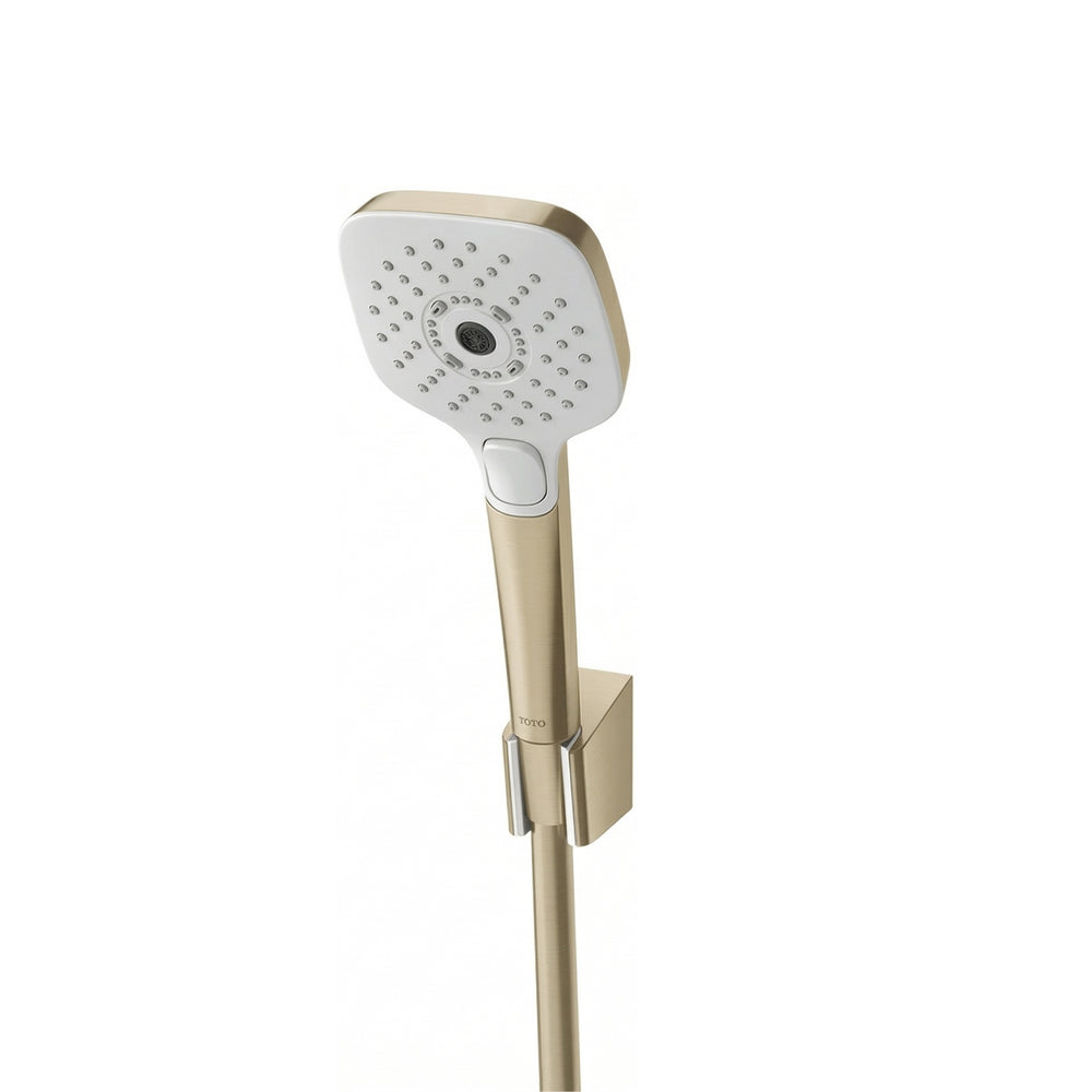 TOTO G SELECTION SQUARE 3-MODE HAND SHOWER WITH HOSE 110MM BRUSHED FRENCH GOLD