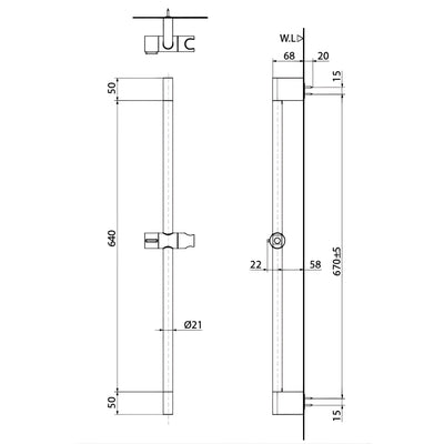 TOTO G SELECTION SHOWER SLIDING RAIL CHROME (AVAILABLE IN 740MM AND 950MM)