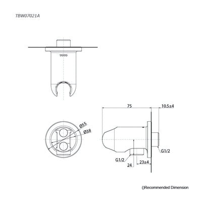 TOTO G SELECTION ROUND WALL OUTLET WITH SHOWER HANGER CHROME