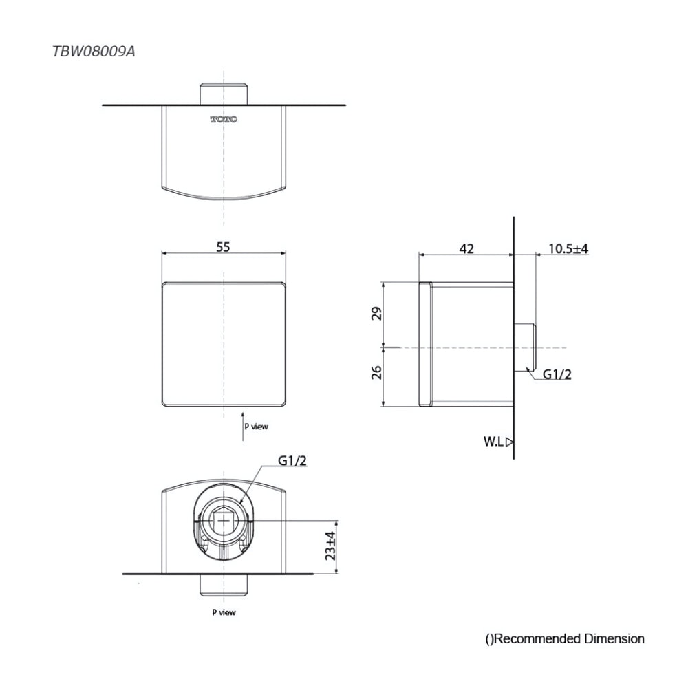 TOTO G SELECTION SQUARE WALL OUTLET CHROME