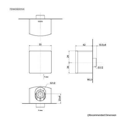 TOTO G SELECTION SQUARE WALL OUTLET CHROME