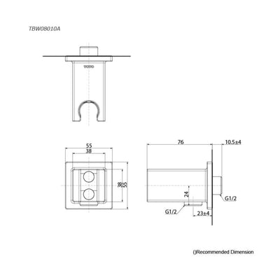 TOTO G SELECTION SQUARE WALL OUTLET WITH SHOWER HANGER CHROME