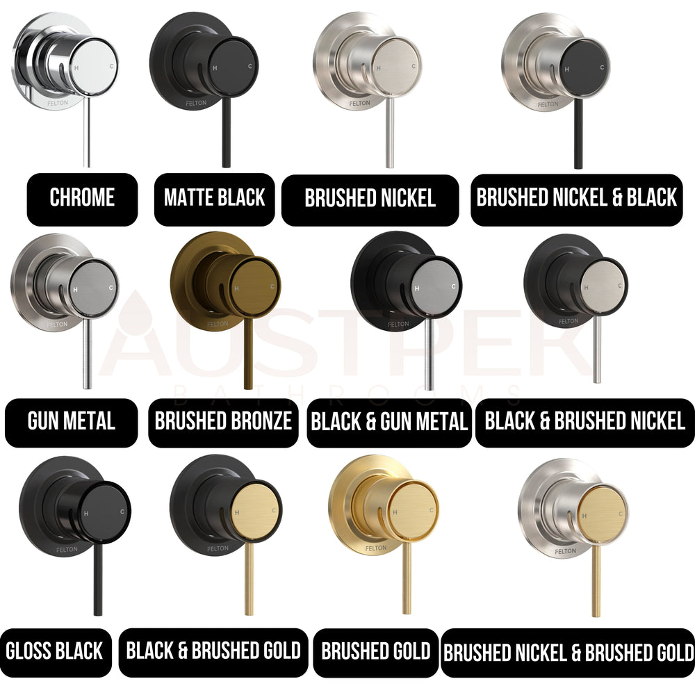 FELTON TATE SHOWER MIXER BLACK AND BRUSHED GOLD