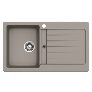 SCHOCK TYPOS SINGLE BOWL KITCHEN SINK WITH LEFT HAND DRAINER CONCRETE 860MM