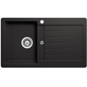 SCHOCK TYPOS SINGLE BOWL KITCHEN SINK WITH LEFT HAND DRAINER NERO 860MM