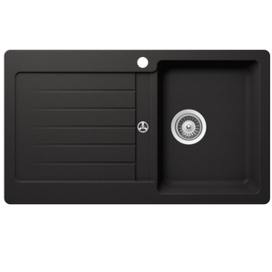 SCHOCK TYPOS SINGLE BOWL KITCHEN SINK WITH RIGHT HAND DRAINER NERO 860MM