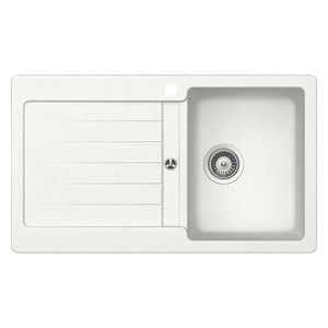 SCHOCK TYPOS SINGLE BOWL KITCHEN SINK WITH RIGHT HAND DRAINER ALPINA 860MM