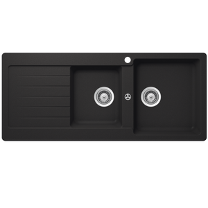 SCHOCK TYPOS 1 & 3/4 BOWL KITCHEN SINK WITH RIGHT HAND DRAINER ONYX 1160MM
