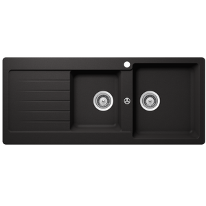 SCHOCK TYPOS 1 & 3/4 BOWL KITCHEN SINK WITH RIGHT HAND DRAINER NERO 1160MM