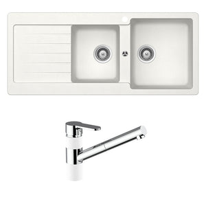 SCHOCK TYPOS 1 & 3/4 BOWL KITCHEN SINK WITH RIGHT HAND DRAINER AND KITCHEN MIXER ALPINA 1160MM