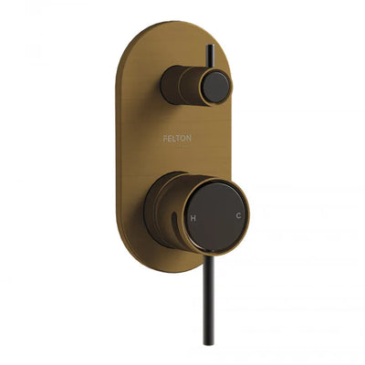 FELTON TATE DIVERTER MIXER 139MM BRUSHED BRONZE AND BLACK