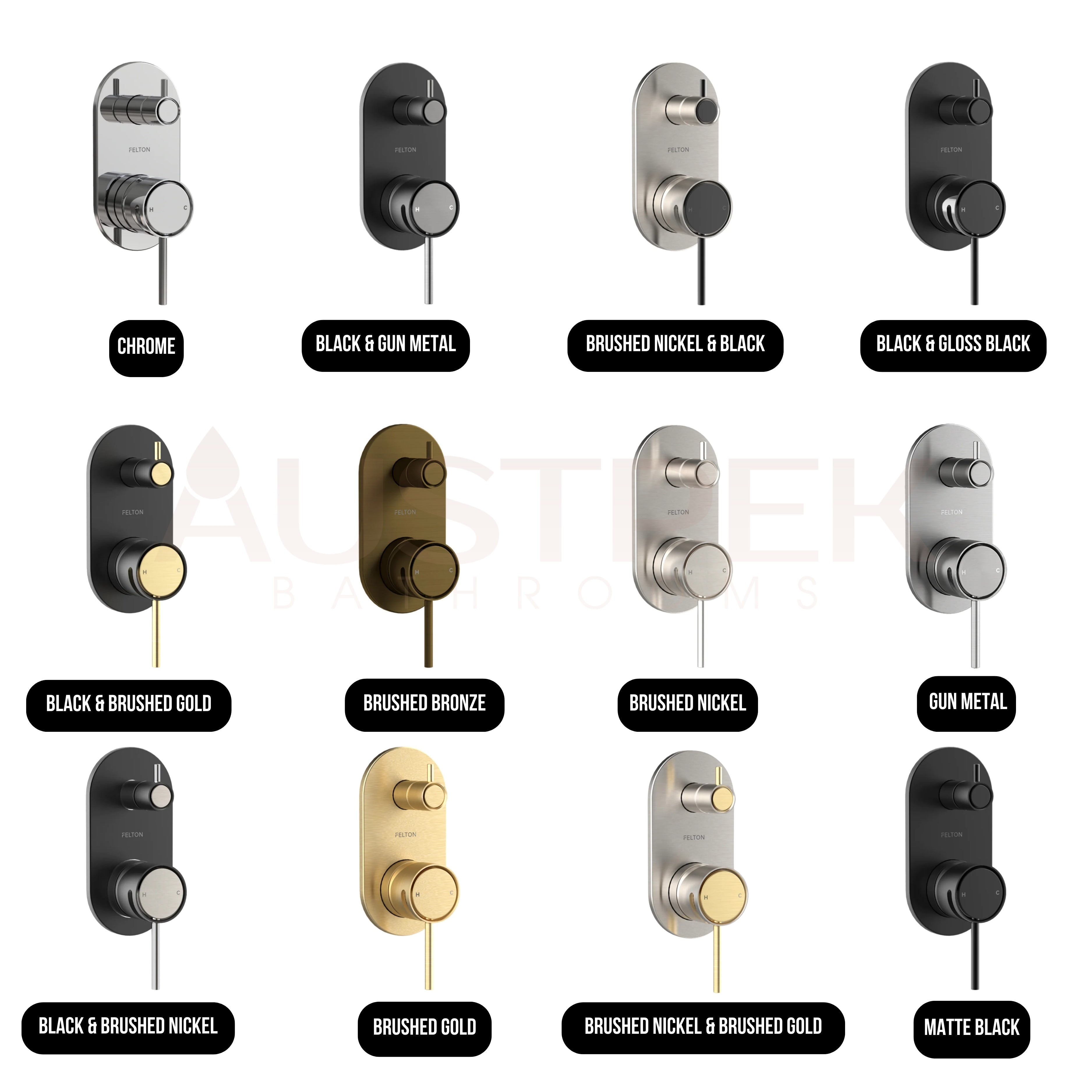 FELTON TATE DIVERTER MIXER 139MM BLACK AND GUN METAL