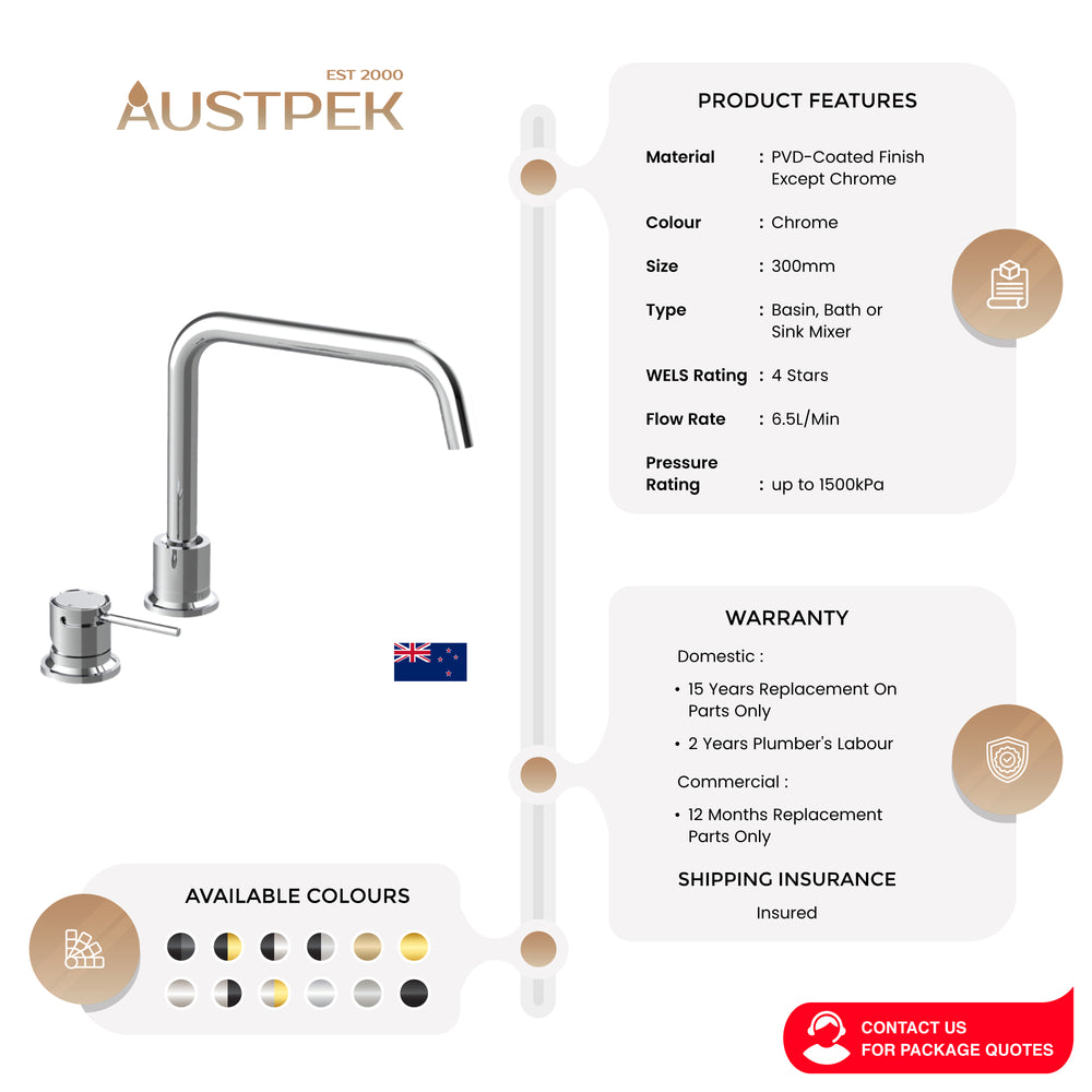 FELTON TATE DECK MOUNTED MIXER 300MM CHROME