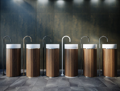 BELBAGNO TESORO FREESTANDING PEDESTAL BASIN BRUSHED BRASS 380MM X 850MM