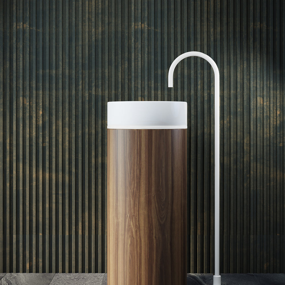 BELBAGNO TESORO FREESTANDING PEDESTAL BASIN MATTE WHITE 380MM X 850MM